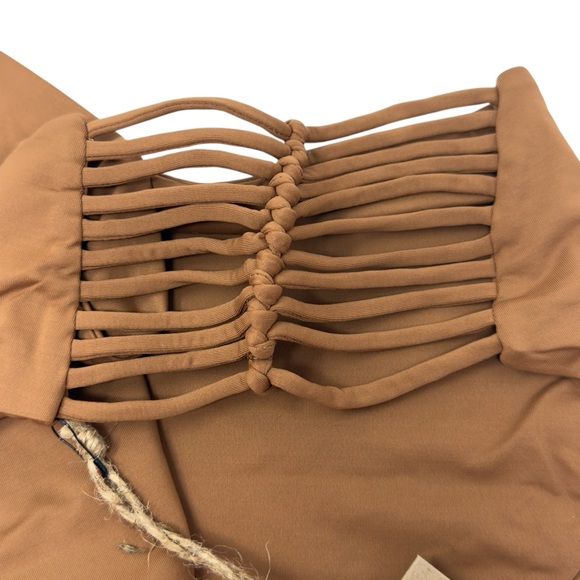 Stone Fox Swim Simone Bikini Bottom Cheeky High Hip Strappy Rawhide Brown XL - Picture 4 of 9